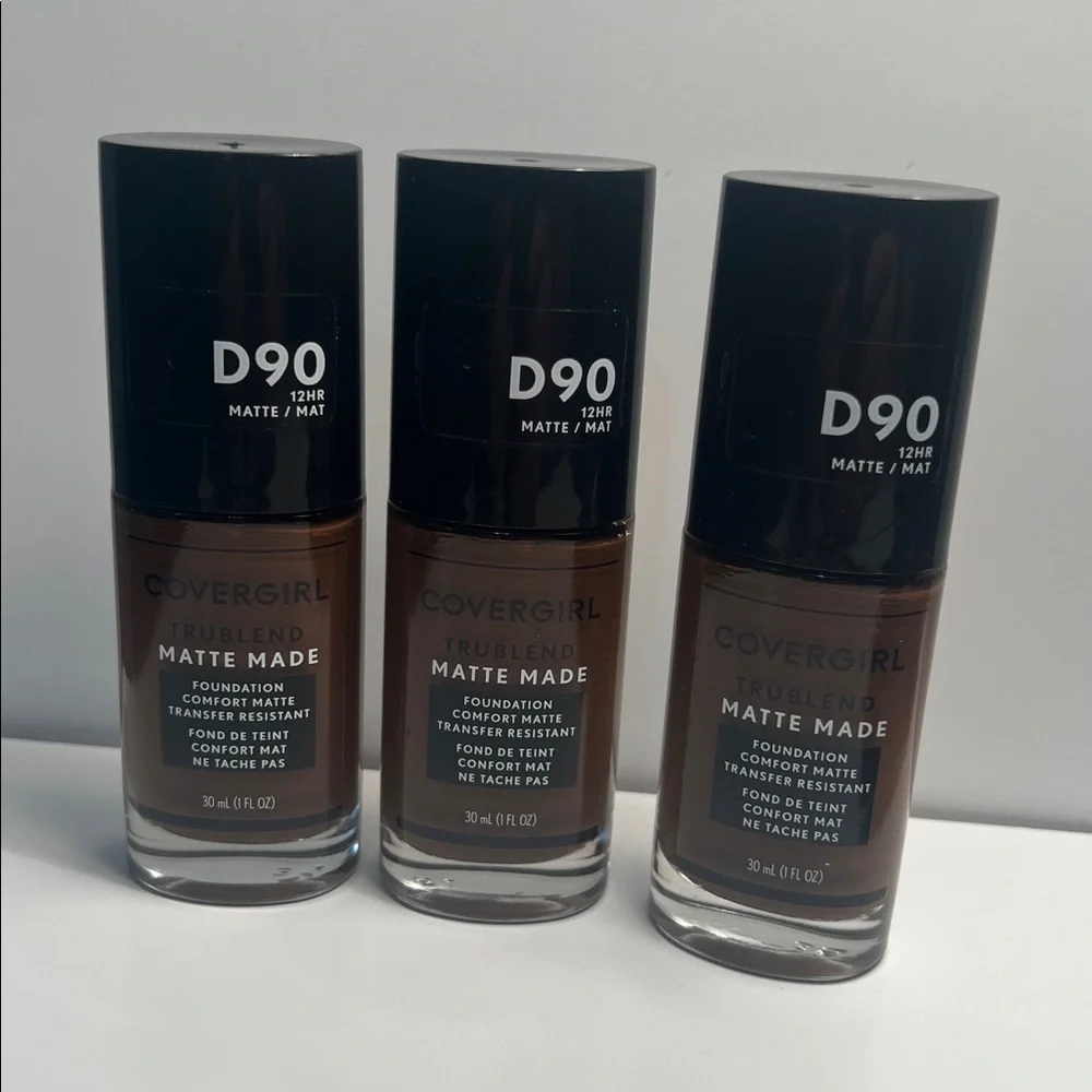 3 x Covergirl Trublend Matte Made Liquid Foundation, D90 Espresso, 1.014 Fl Oz